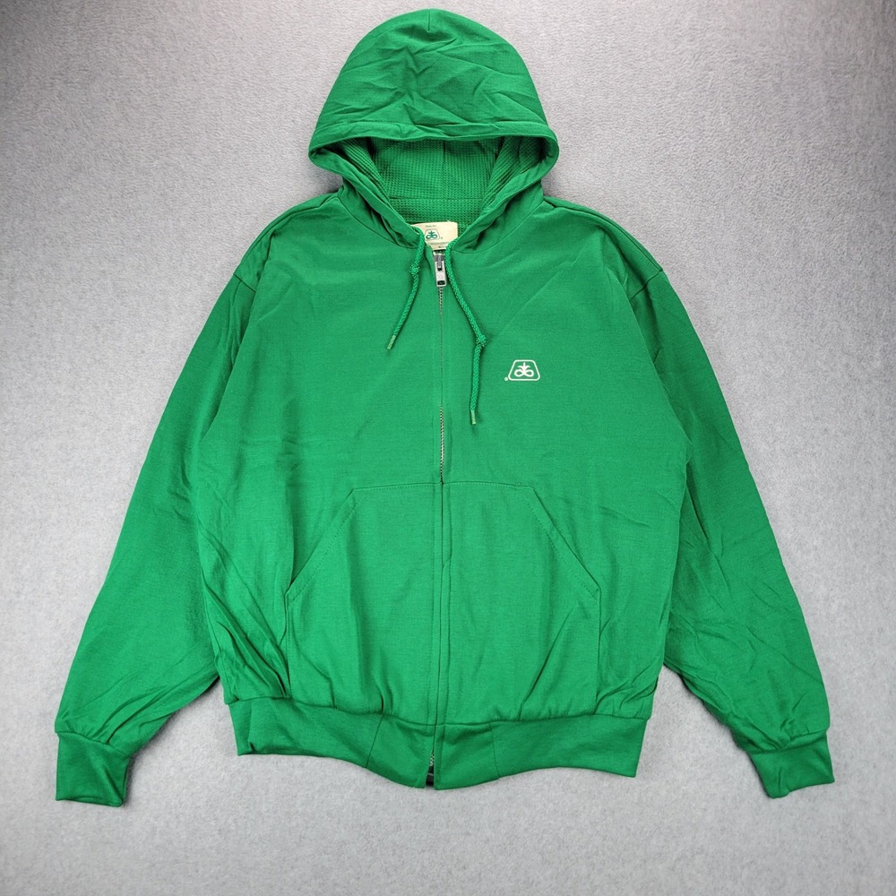 VTG Pioneer Hi-Bred Full Zip Hoodie‎ Mens Large Green Thermal Lined Made in USA